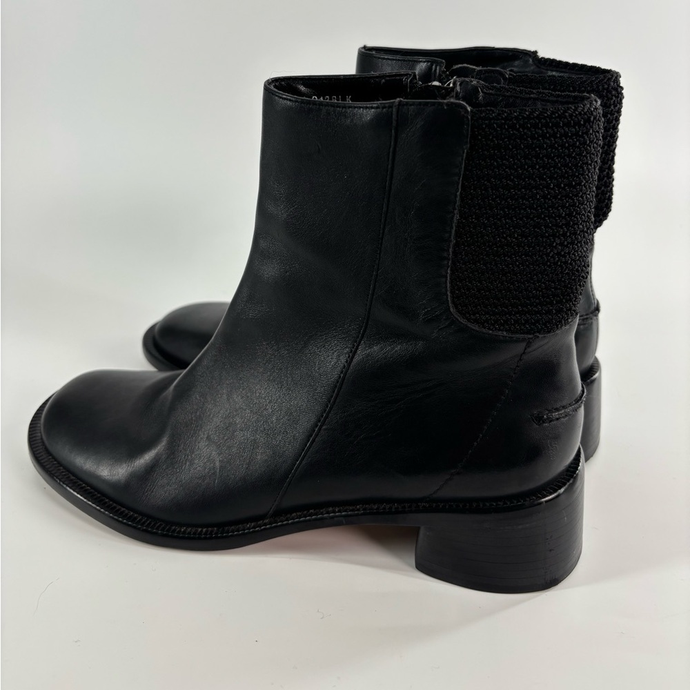The Sak black leather Chelsea boot 8 chunky block heel crochet detail - Picture 3 of 15